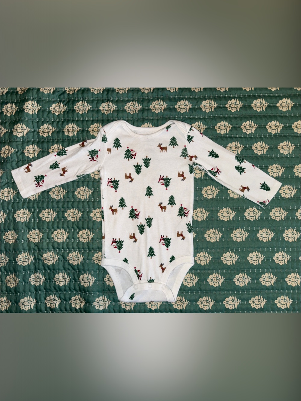 Carter’s White Kids Holiday Tree & Reindeer Pajama Onesie